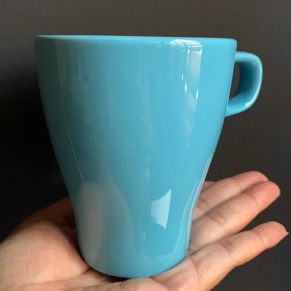 4” blue Ikea coffee cup tea glass mug new